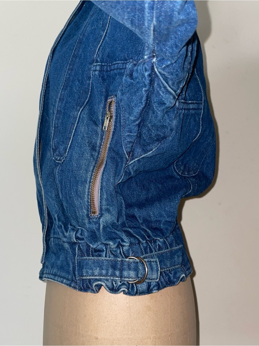 Source Unknown Dark Blue Denim Jean Jacket with Hood VNTGE - Picture 2 of 8